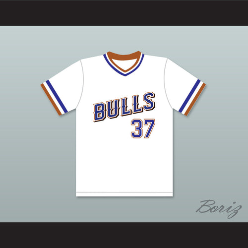 Ebby Calvin Laloosh 37 Durham Bulls White Baseball Jersey 1