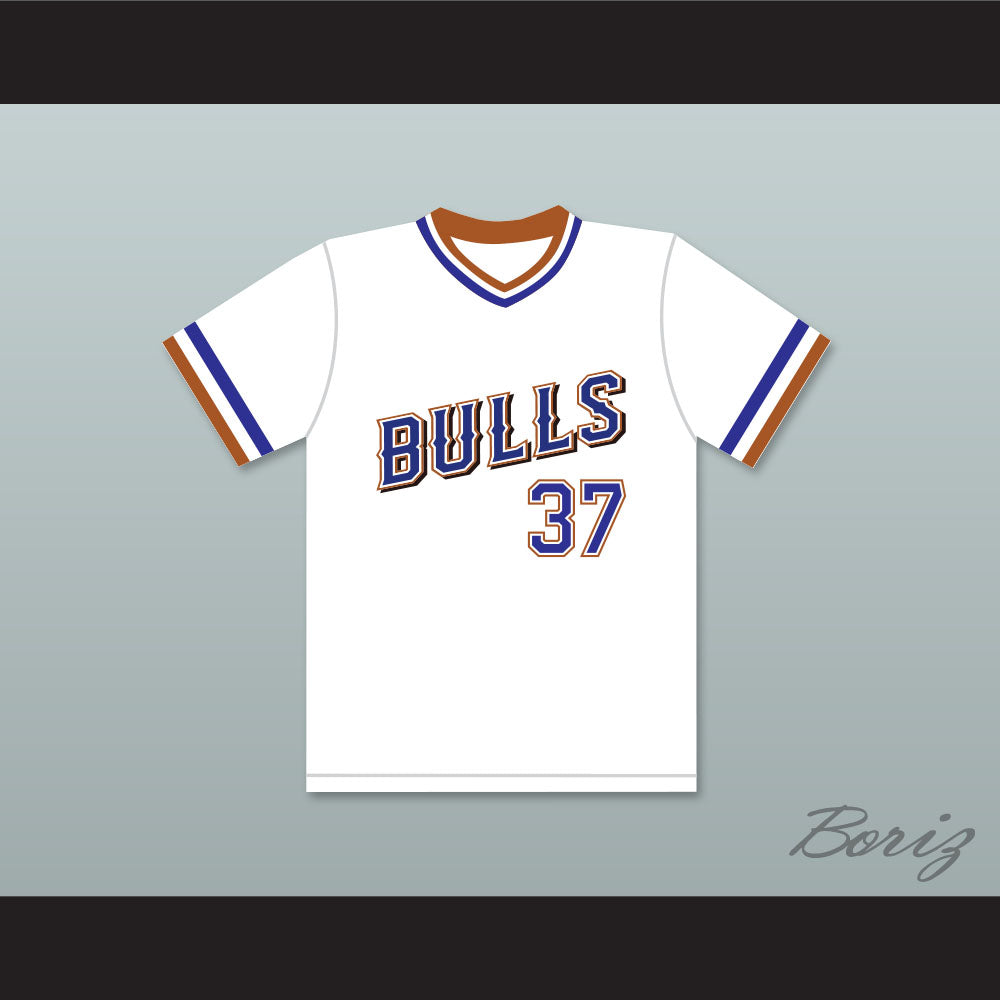 Ebby Calvin Laloosh 37 Durham Bulls White Baseball Jersey 1