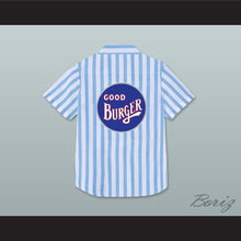 Load image into Gallery viewer, Ed Good Burger Light Blue/ White Striped Polo Shirt 3