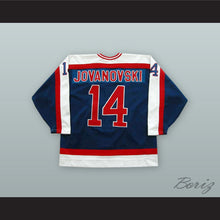 Load image into Gallery viewer, Ed Jovanovski 14 Windsor Spitfires Blue Hockey Jersey