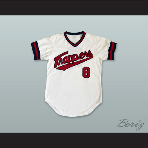 Edmonton Trappers 8 White Baseball Jersey