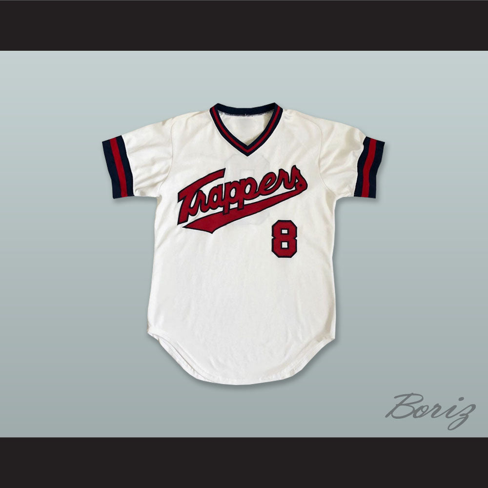 Edmonton Trappers 8 White Baseball Jersey