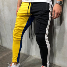 Load image into Gallery viewer, Elastic Waist Joggers Men Blue Stripes 2019 Fashion Sweatpants Male Patchwork Hip Hop Trousers For Men With Pocket Men Jogging