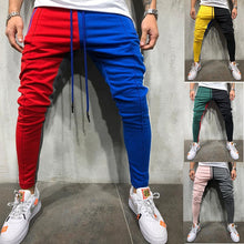 Load image into Gallery viewer, Elastic Waist Joggers Men Blue Stripes 2019 Fashion Sweatpants Male Patchwork Hip Hop Trousers For Men With Pocket Men Jogging