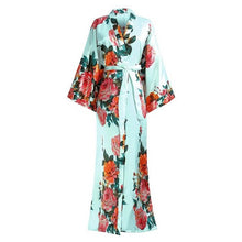 Load image into Gallery viewer, Elegant Ankle-length Women Sleepwear Kimono Robe Gown Exquisite Print Flower Nightwear Casual Soft Bath Gown  Plus Size 5XL 6XL