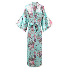 Load image into Gallery viewer, Elegant Ankle-length Women Sleepwear Kimono Robe Gown Exquisite Print Flower Nightwear Casual Soft Bath Gown  Plus Size 5XL 6XL