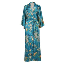 Load image into Gallery viewer, Elegant Ankle-length Women Sleepwear Kimono Robe Gown Exquisite Print Flower Nightwear Casual Soft Bath Gown  Plus Size 5XL 6XL