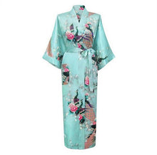 Load image into Gallery viewer, Elegant Black Women Long Wedding Robe Exquisite Print Peacock Flower Bathrobe Gown Robe Gown Summer Casual Soft Satin Sleepwear