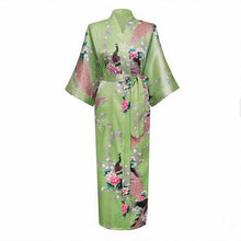 Load image into Gallery viewer, Elegant Black Women Long Wedding Robe Exquisite Print Peacock Flower Bathrobe Gown Robe Gown Summer Casual Soft Satin Sleepwear