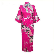 Load image into Gallery viewer, Elegant Black Women Long Wedding Robe Exquisite Print Peacock Flower Bathrobe Gown Robe Gown Summer Casual Soft Satin Sleepwear