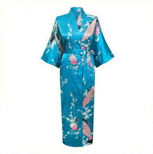 Load image into Gallery viewer, Elegant Black Women Long Wedding Robe Exquisite Print Peacock Flower Bathrobe Gown Robe Gown Summer Casual Soft Satin Sleepwear