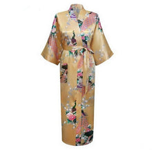 Load image into Gallery viewer, Elegant Black Women Long Wedding Robe Exquisite Print Peacock Flower Bathrobe Gown Robe Gown Summer Casual Soft Satin Sleepwear