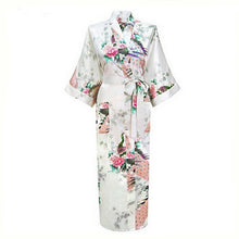 Load image into Gallery viewer, Elegant Black Women Long Wedding Robe Exquisite Print Peacock Flower Bathrobe Gown Robe Gown Summer Casual Soft Satin Sleepwear