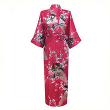 Load image into Gallery viewer, Elegant Black Women Long Wedding Robe Exquisite Print Peacock Flower Bathrobe Gown Robe Gown Summer Casual Soft Satin Sleepwear