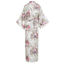 Load image into Gallery viewer, Elegant Women Long Kimon Robe Exquisite Print Flower Bathrobe Gown Intimate Lingerie Casual Satin Soft Wedding Robe Pajamas