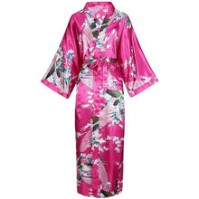 Load image into Gallery viewer, Elegant Women Long Kimon Robe Exquisite Print Flower Bathrobe Gown Intimate Lingerie Casual Satin Soft Wedding Robe Pajamas