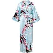Load image into Gallery viewer, Elegant Women Long Kimon Robe Exquisite Print Flower Bathrobe Gown Intimate Lingerie Casual Satin Soft Wedding Robe Pajamas