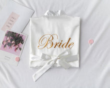 Load image into Gallery viewer, Embroidery Letter Bride Bridesmaid Wedding Robe Sexy Satin Kimono Gown Gown Sleepwear Casual Lady Half Sleeve Intimate Lingerie