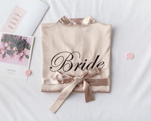 Load image into Gallery viewer, Embroidery Letter Bride Bridesmaid Wedding Robe Sexy Satin Kimono Gown Gown Sleepwear Casual Lady Half Sleeve Intimate Lingerie