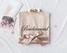 Load image into Gallery viewer, Embroidery Letter Bride Bridesmaid Wedding Robe Sexy Satin Kimono Gown Gown Sleepwear Casual Lady Half Sleeve Intimate Lingerie