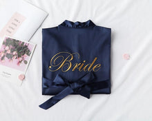 Load image into Gallery viewer, Embroidery Letter Bride Bridesmaid Wedding Robe Sexy Satin Kimono Gown Gown Sleepwear Casual Lady Half Sleeve Intimate Lingerie