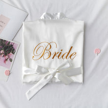 Load image into Gallery viewer, Embroidery Letter Bride Bridesmaid Wedding Robe Sexy Satin Kimono Gown Gown Sleepwear Casual Lady Half Sleeve Intimate Lingerie