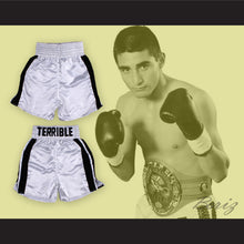 Load image into Gallery viewer, Erik &#39;The Terrible&#39; Morales White Boxing Shorts