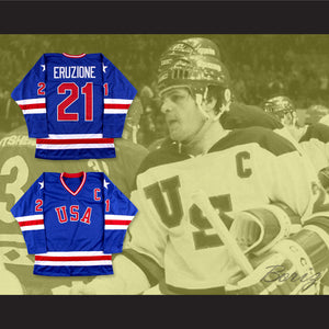 Mike Eruzione 21 USA Blue Hockey Jersey