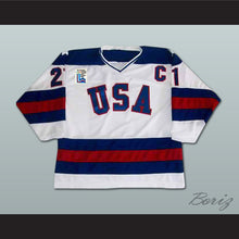 Load image into Gallery viewer, Mike Eruzione 21 USA White Hockey Jersey with Patch