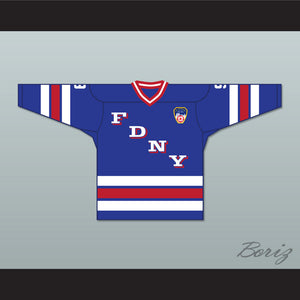 FDNY Bravest 9 Blue Hockey Jersey with Patch