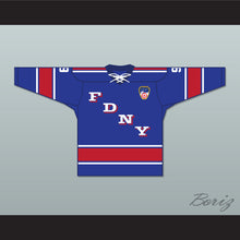 Load image into Gallery viewer, FDNY Bravest 9 Blue Tie Down Hockey Jersey with Patch