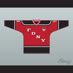 FDNY Bravest 9 Red Hockey Jersey Design 2 with Patch