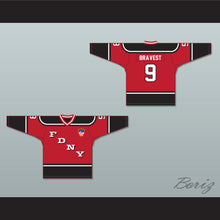 Load image into Gallery viewer, FDNY Bravest 9 Red Hockey Jersey Design 2 with Patch