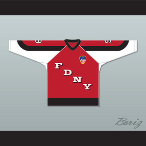 FDNY Bravest 9 Red Hockey Jersey Design 3 with Patch