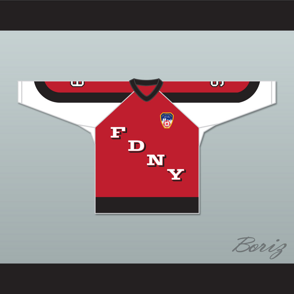 FDNY Bravest 9 Red Hockey Jersey Design 3 with Patch