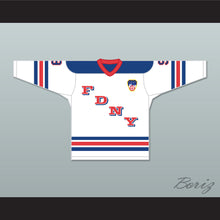 Load image into Gallery viewer, FDNY Bravest 9 White Hockey Jersey Design 1 with Patch