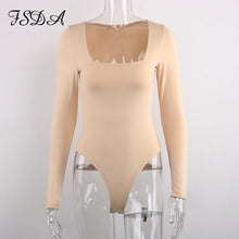 Load image into Gallery viewer, FSDA Long Sleeve Knitted Skinny Bodysuit Women Winter Autumn Winter Solid Square Collar White Black Casual Body Top Jumpsuit