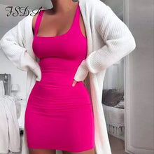 Load image into Gallery viewer, FSDA Square Neck Sleeveless Bodycon Mini Dress Basic Women Summer Black Backless Party Sexy Yellow Clubwear 2020 Dresses