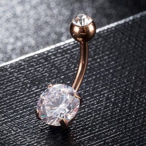 FUNIQUE Gold Color Sexy Women Navel Piercing Crystal Zircon Rhinestones Round Body Ring Jewelry Belly Button Body Jewelry
