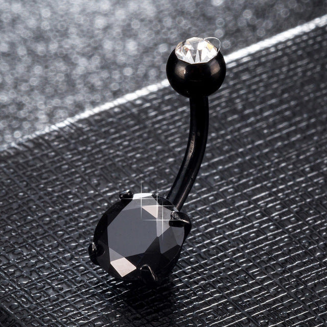 FUNIQUE Gold Color Sexy Women Navel Piercing Crystal Zircon Rhinestones Round Body Ring Jewelry Belly Button Body Jewelry