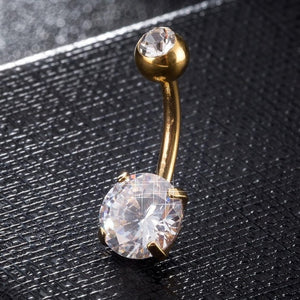 FUNIQUE Gold Color Sexy Women Navel Piercing Crystal Zircon Rhinestones Round Body Ring Jewelry Belly Button Body Jewelry