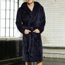 Load image into Gallery viewer, Fashion Casual Mens Bathrobes Flannel Robe V Neck Long Sleeve Couple Men Woman Robe Plush Shawl Kimono Warm Male Bathrobe Coat