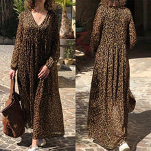 Load image into Gallery viewer, Fashion Leopard Print Maxi Dress Women&#39;s Summer Sundress ZANZEA 2020 Sexy V Neck Beach Long Vestidos Female High Waist Robe 5XL