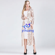 Load image into Gallery viewer, Fashion New Women's Clothing Long Sequin Open Front Long Sleeve Mesh Cardigan Blouse Cover Coat Evening Prom Party Tops Gift