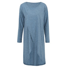 Load image into Gallery viewer, Fashion Women Asymmetric Dress O Neck Long Sleeve Solid Autumn Spring Midi Dresses Casual Loose Blouses vestidos mujer Plus Size