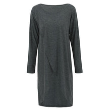 Load image into Gallery viewer, Fashion Women Asymmetric Dress O Neck Long Sleeve Solid Autumn Spring Midi Dresses Casual Loose Blouses vestidos mujer Plus Size