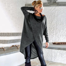 Load image into Gallery viewer, Fashion Women Asymmetric Dress O Neck Long Sleeve Solid Autumn Spring Midi Dresses Casual Loose Blouses vestidos mujer Plus Size