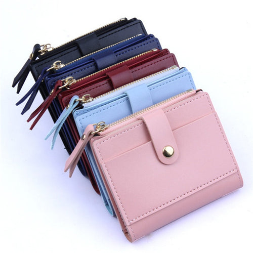 Fashion Women Wallet Lovely Candy Color Small Coin Zipper Purse Card Package PU  9X2X10.5cm passport holder card wallet #82015
