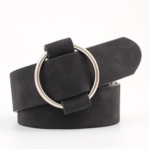 Fashion Women leather belt Newest Round buckle belts female leisure jeans wild without pin metal buckle Women strap belt