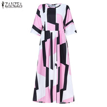 Load image into Gallery viewer, Fashion ZANZEA 2020 Summer Geometric Printed Maxi Dress Women&#39;s 3/4 Sleeve Sundress Female Casual Loose Party Robe Long Vestidos